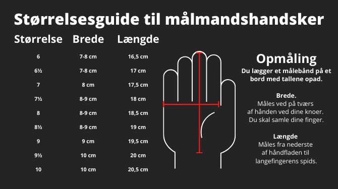 Størrelsesguide Målmandshandsker